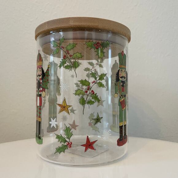 Nutcracker Themed Glass Canister Jar Vintage CHRISTMAS Storage Set of 2 New - Picture 11 of 16